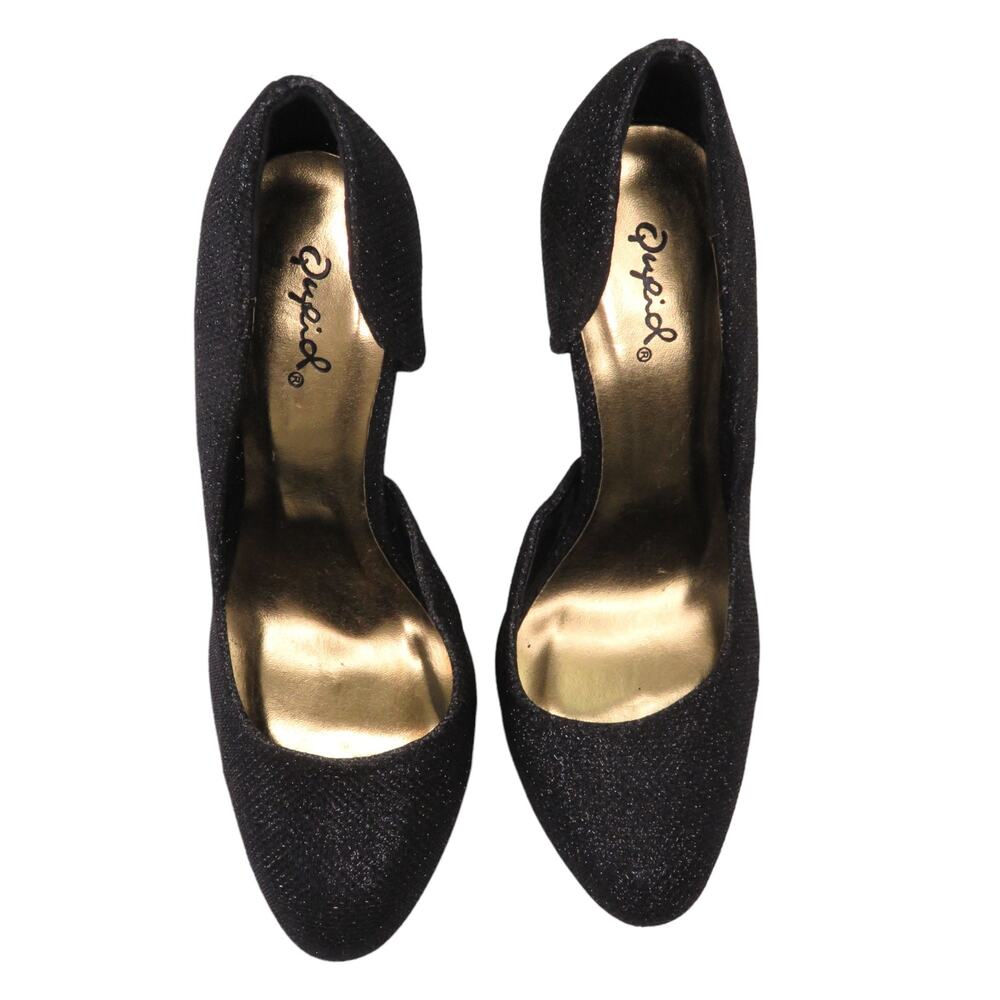 Qupid Black Sparkly Glitter Stiletto Pump Heels Size 7.5 - Picture 3 of 9